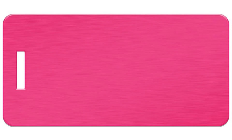 Personalized Aluminum Luggage Tags with Optional Leather Casing - Pink / Landscape