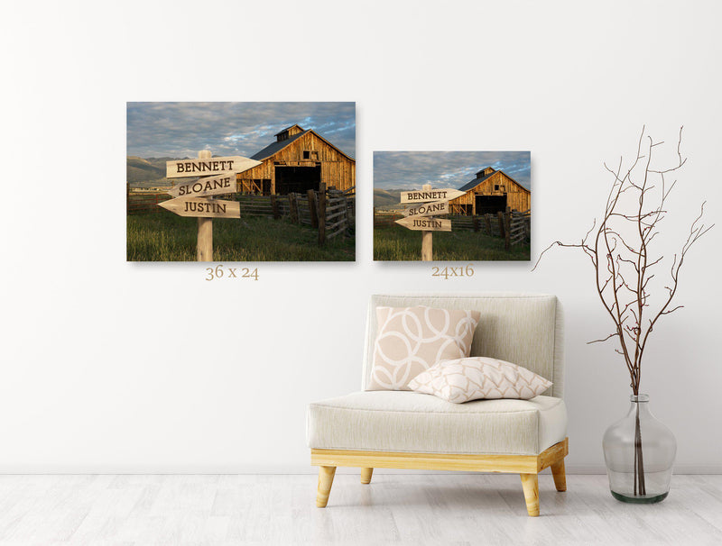 Personalized Barn Canvas Print with Family Names -  - JDS