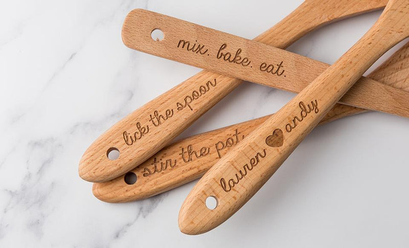 Personalized Four-Piece Beechwood Utensil Set -  - Qualtry