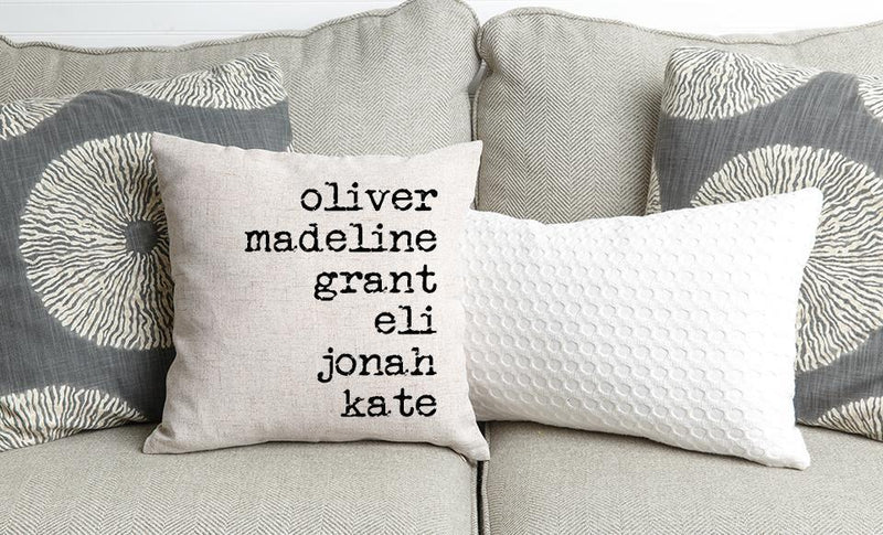 Family Names Personalized Throw Pillow Cover -  - Wingpress Designs