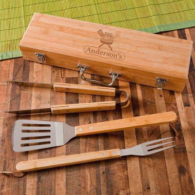 Personalized Grill Set - BBQ Set - Bamboo Case -  - JDS