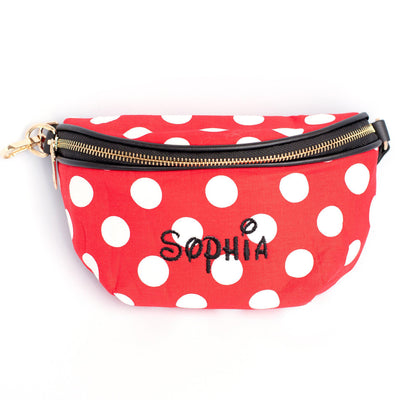 Personalized Polka Dot Fanny Packs - Red with White Polka Dots - JDS