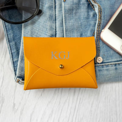 Monogrammed Women's Vegan Leather Small Wallets - Yellow / Silver - JDS