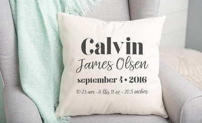 Personalized Welcome Baby Throw Pillow Covers -  - Qualtry