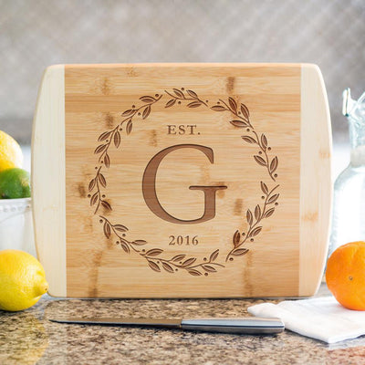Personalized 8.5x11 Bamboo Cutting Board with Rounded Edge (Modern Collection) -
