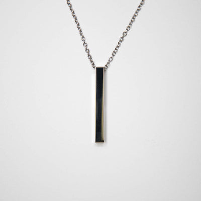 Personalized Vertical Bar Necklaces - Silver