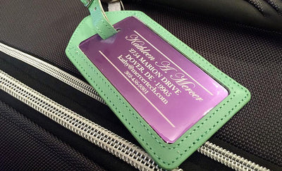 Personalized Aluminum Luggage Tags with Optional Leather Casing -  - Completeful