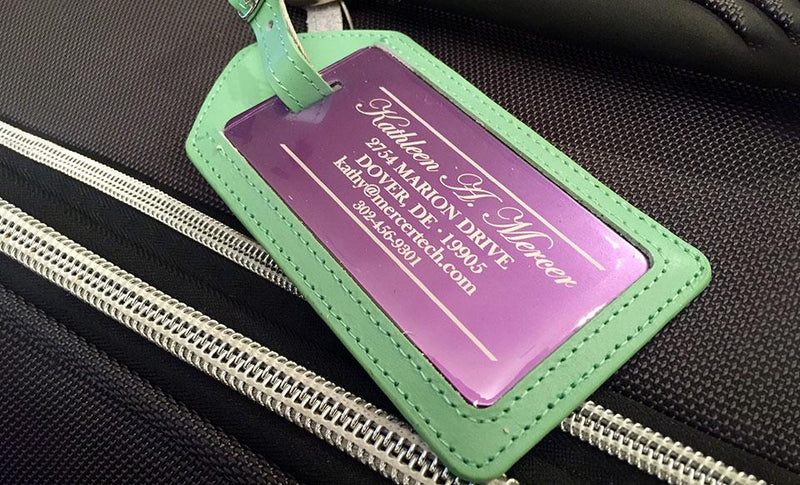Personalized Aluminum Luggage Tags with Optional Leather Casing -  - Completeful