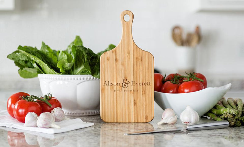 Personalized Handled Bamboo Serving Boards (Modern Collection)- Small -