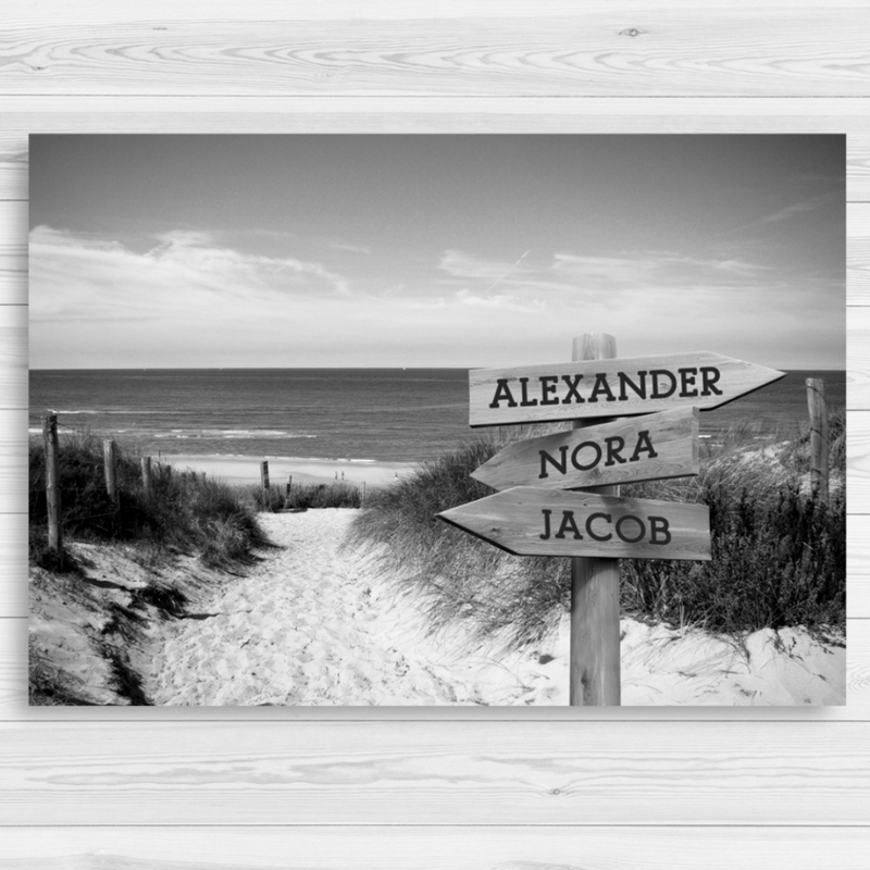 Personalized Sandy Beach Canvas Print with Family Names -