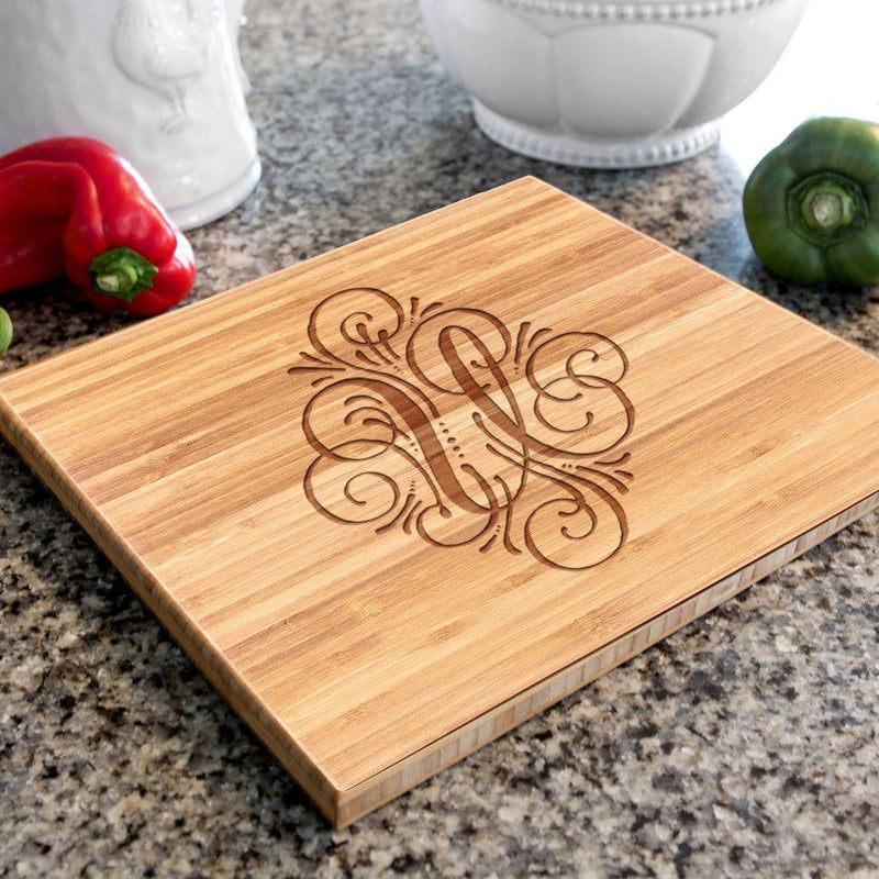 Flourish Monogram Bamboo Cutting Board 11x13 -  - Qualtry