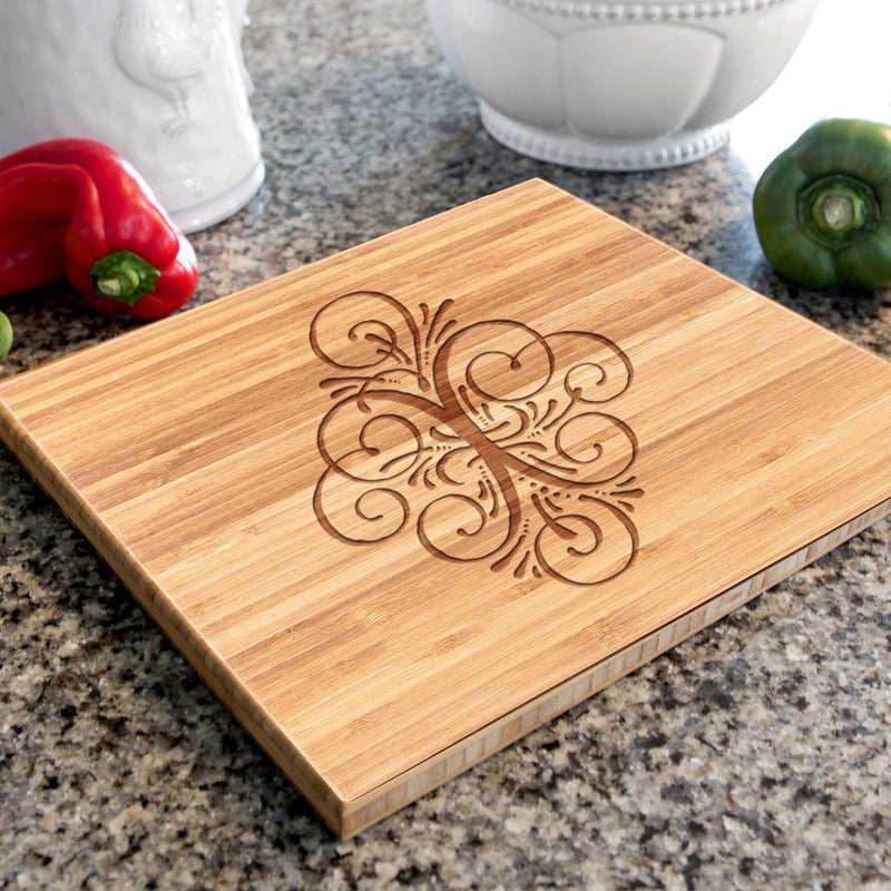 Flourish Monogram Bamboo Cutting Board 11x13 -  - Qualtry