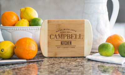 Personalized 6x8 Bamboo Cutting Board with Rounded Edge (Modern Collection) -