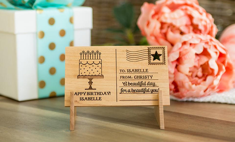 Personalized Wood Birthday Postcards -  - Qualtry