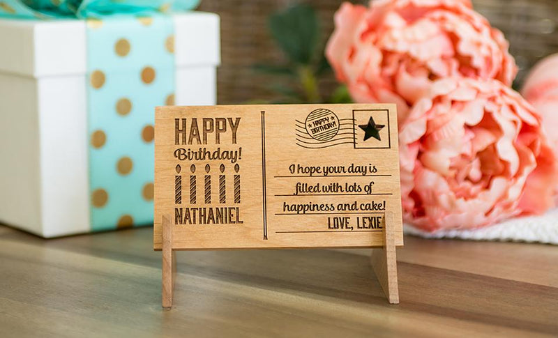 Personalized Wood Birthday Postcards -  - Qualtry