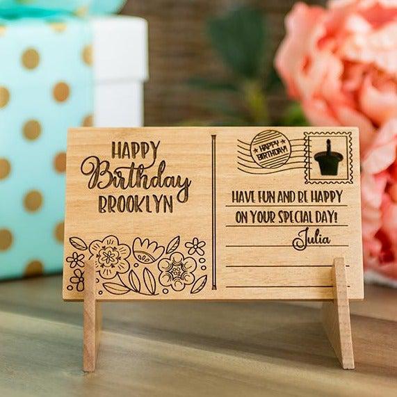 Personalized Wood Birthday Postcards -  - Qualtry