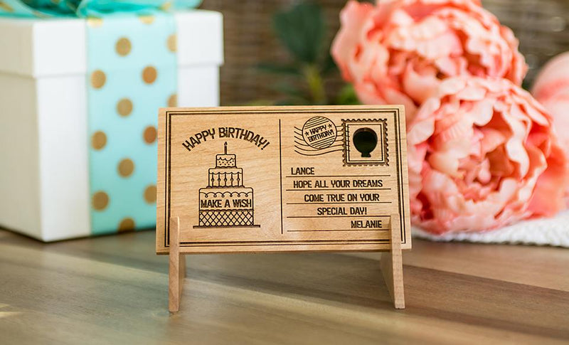 Personalized Wood Birthday Postcards -  - Qualtry