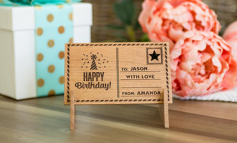 Personalized Wood Birthday Postcards -  - Qualtry
