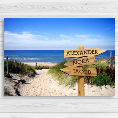 Personalized Sandy Beach Canvas Print with Family Names -  - JDS