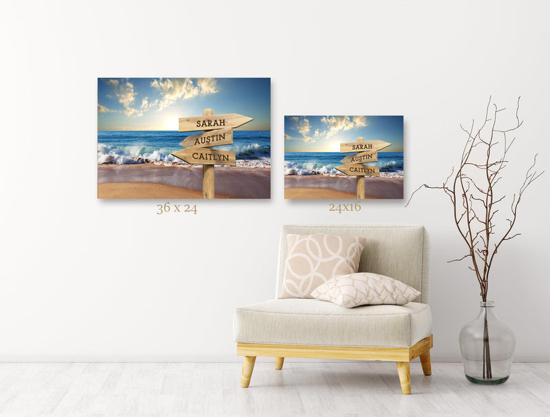 Personalized Beach Canvas Print with Family Names -  - JDS