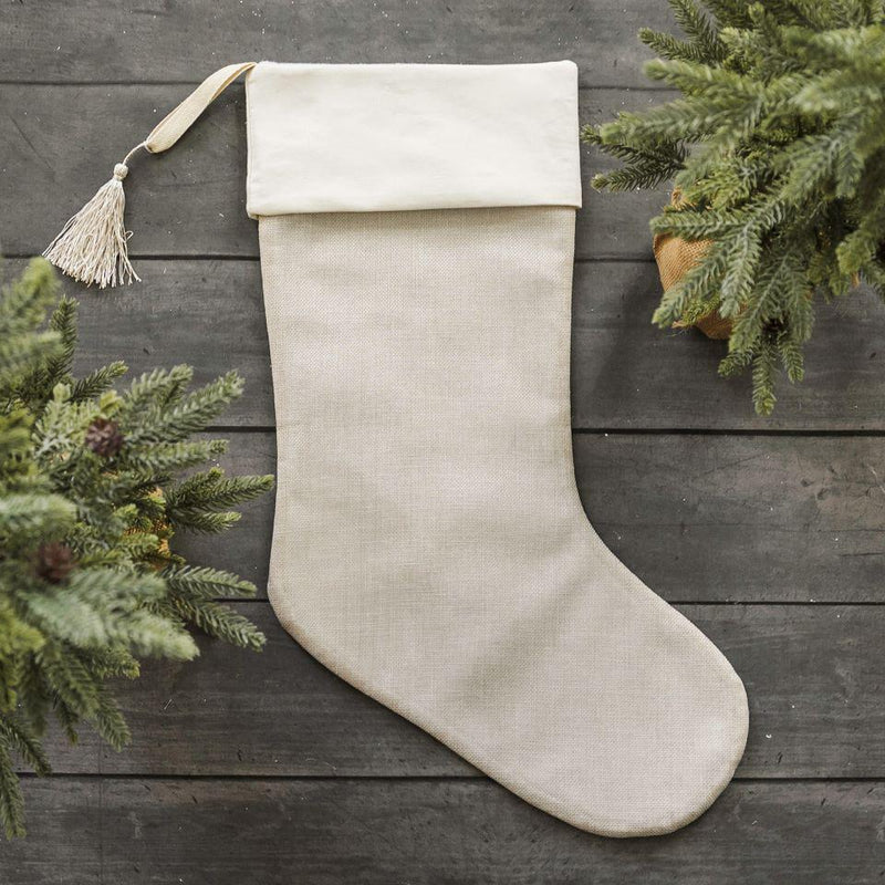Monogrammed Cotton Stocking with Tassel - Brown - Qualtry