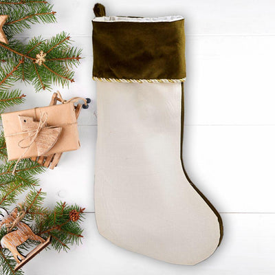 Personalized Merry and Bright Velvet-trimmed Christmas Stockings - Green - Qualtry