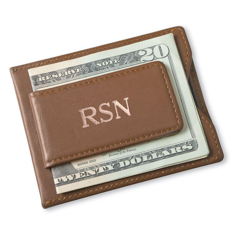 Personalized Brown Magnetic Money Clip & Wallet - RoseGold - JDS