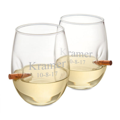 Personalized Bullet Wine Glasses - Set of 2 - 2lines - JDS