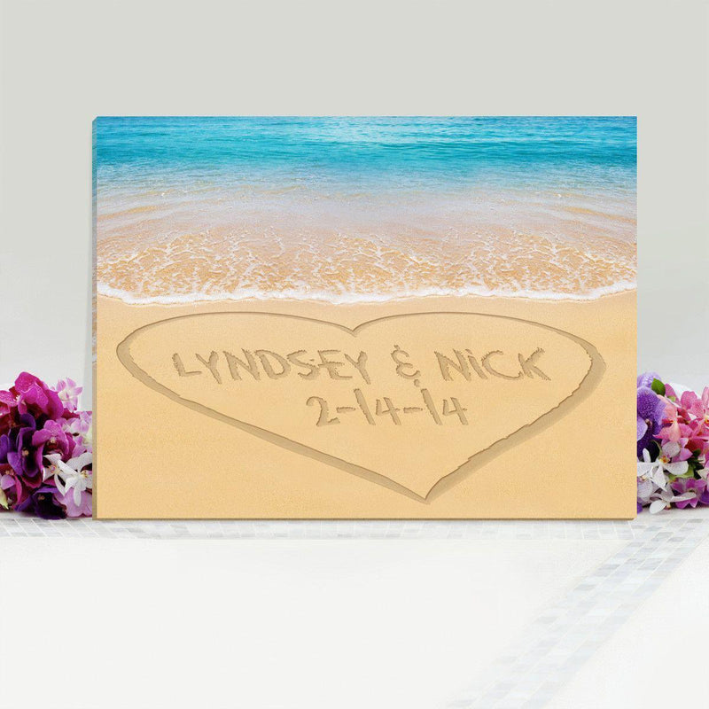 Personalized Heart in Sand Canvas Sign -  - JDS