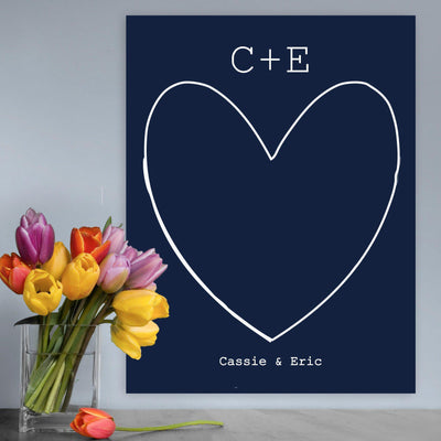 Personalized Our Story Canvas Sign with Names & Dates - Navy - JDS