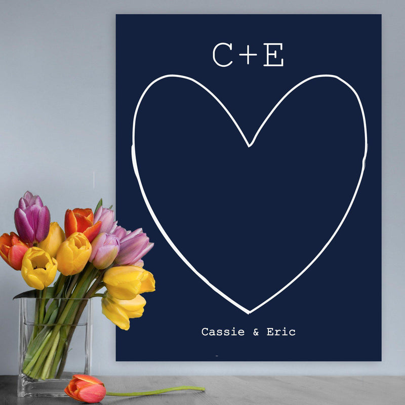 Personalized Our Story Canvas Sign with Names & Dates - Navy - JDS