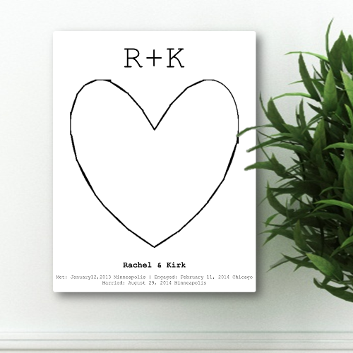 Personalized Our Story Canvas Sign with Names & Dates - White - JDS