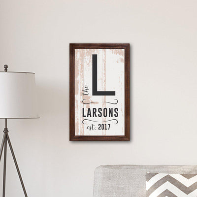 Personalized Framed Family Name & Initial Farmhouse Canvas Print - Autumn - JDS