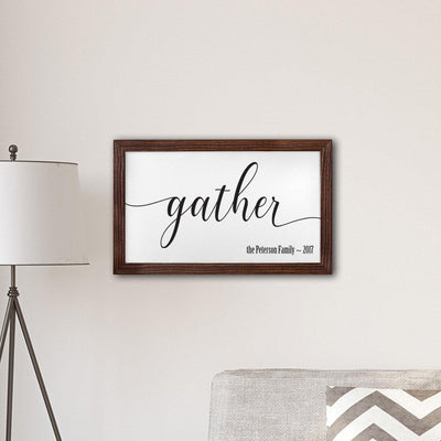 Personalized Framed Gather Farmhouse 14"x24" Sign -  - JDS