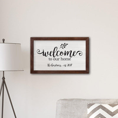 Personalized Framed Welcome To Our Home 14"x24 Farmhouse Sign -  - JDS