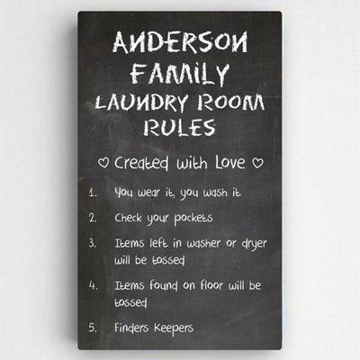 Personalized Laundry Room Rules Canvas Sign -  - JDS