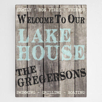 Personalized Wood Lake House Canvas Signs -  - JDS