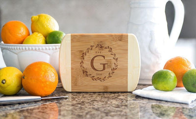 Personalized 6x8 Bamboo Cutting Board with Rounded Edge (Modern Collection) -