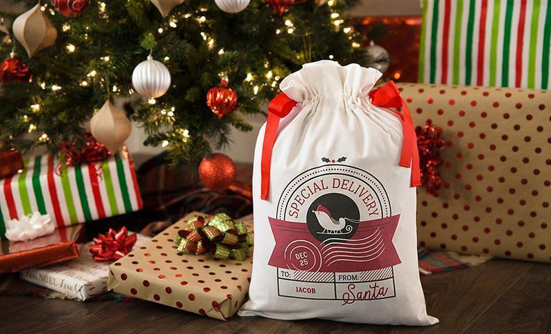 Personalized Drawstring Santa Sacks -  - Qualtry
