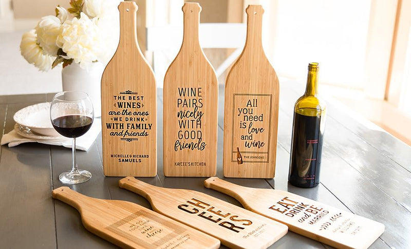 Personalized Wine Bottle Shaped Cutting Boards -  - Qualtry
