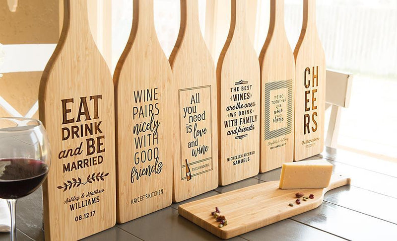 Personalized Wine Bottle Shaped Cutting Boards -  - Qualtry
