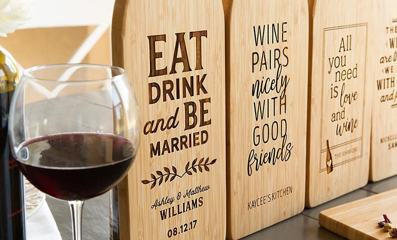 Personalized Wine Bottle Shaped Cutting Boards -  - Qualtry