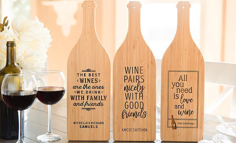 Personalized Wine Bottle Shaped Cutting Boards -  - Qualtry