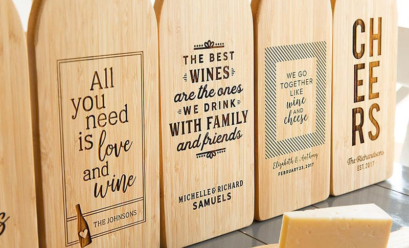 Personalized Wine Bottle Shaped Cutting Boards -  - Qualtry