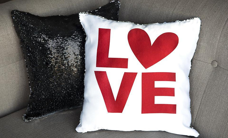 Love-themed Two-tone Sequin Pillow Covers -  - Qualtry