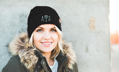Women's Personalized Beanie Hats - Black - Qualtry