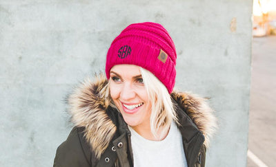 Women's Personalized Beanie Hats - Rose - Qualtry