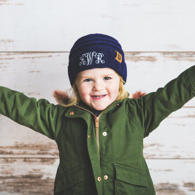 Kids Personalized Beanie Hats - Navy - Qualtry