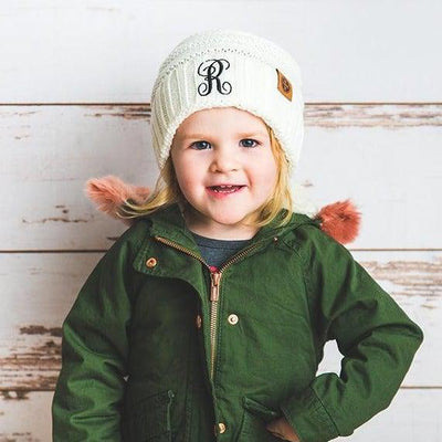 Kids Personalized Beanie Hats - Cream - Qualtry