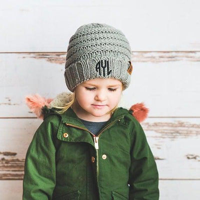 Kids Personalized Beanie Hats - Light Grey - Qualtry